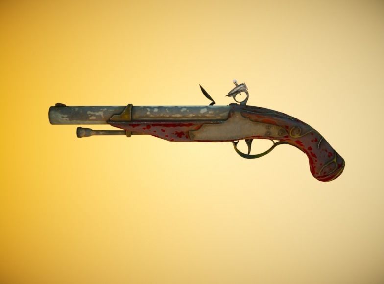 Old Pirat Powder Gun Low-poly 3D model_2