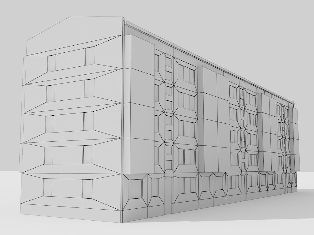 multi storey house 0018R Low-poly 3D model_1