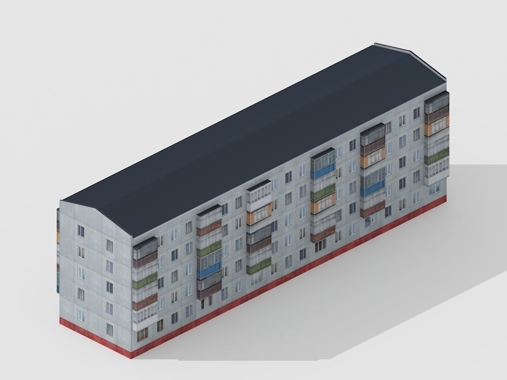 multi storey house 0018R Low-poly 3D model_2