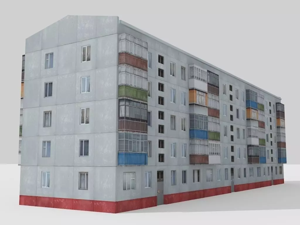 multi storey house 0018R Low-poly 3D model_0