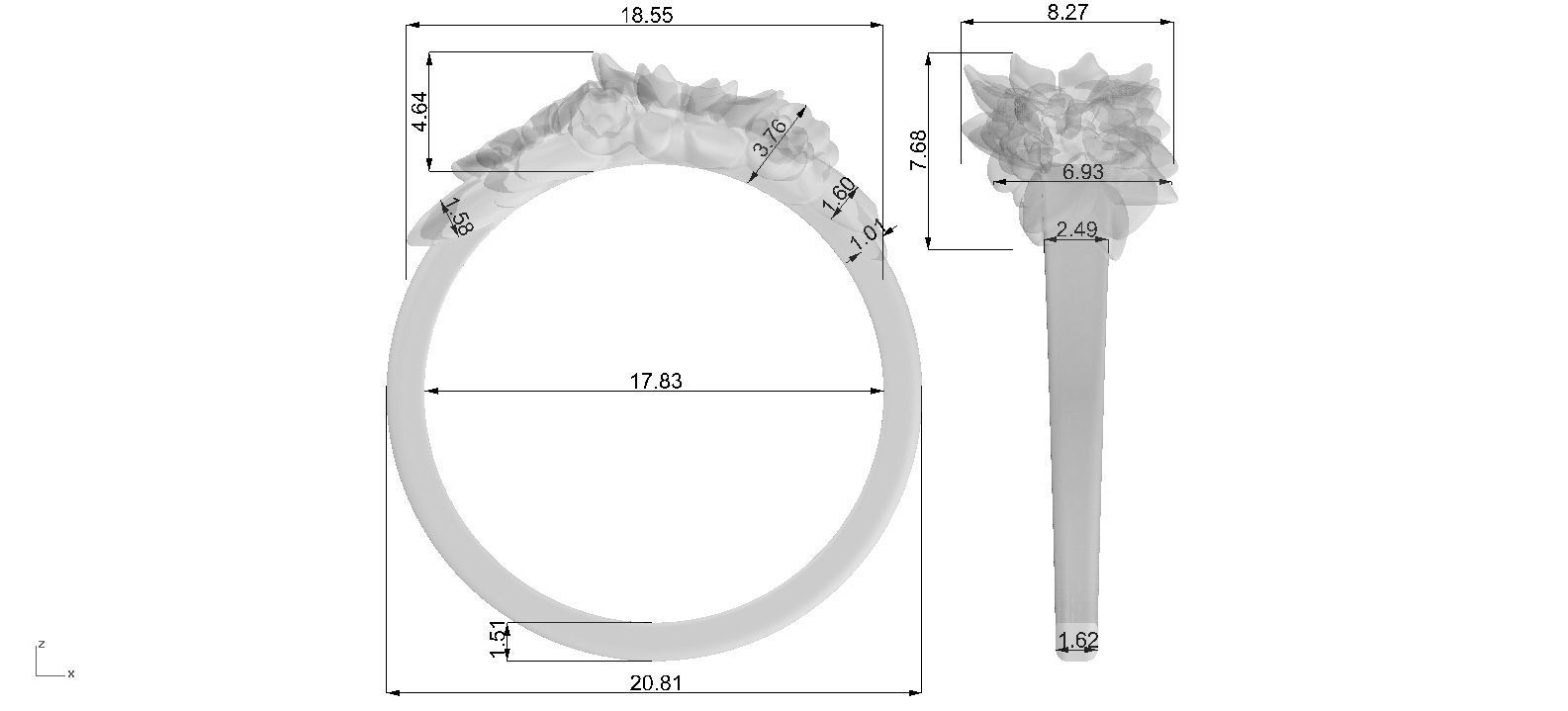Ringmodel127- Flowering 3D print model_5