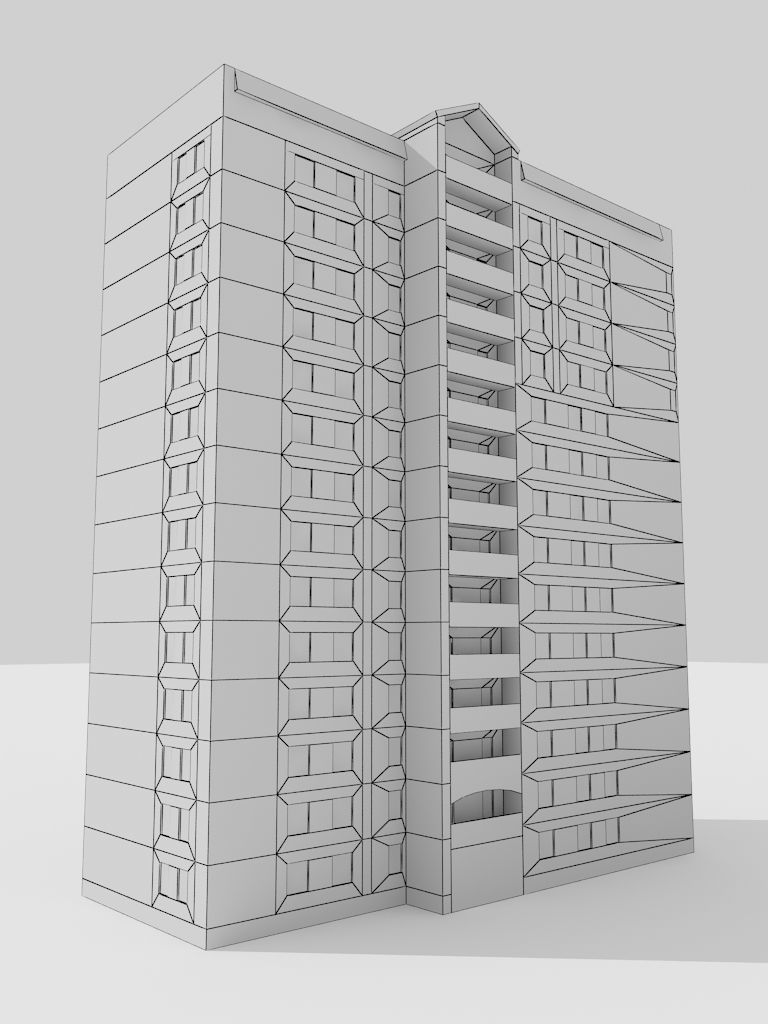 multi storey house 0020R Low-poly 3D model_1