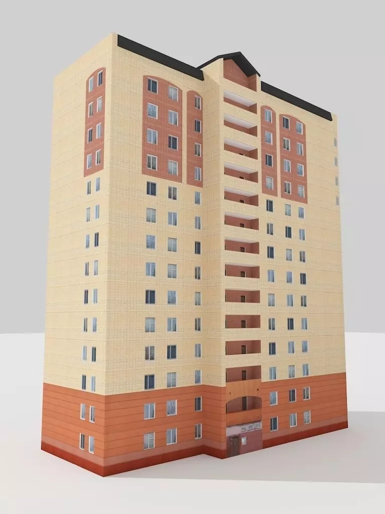 multi storey house 0020R Low-poly 3D model_0