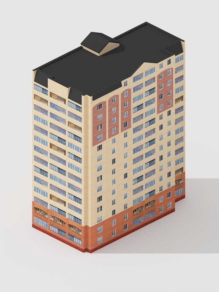 multi storey house 0020R Low-poly 3D model_3