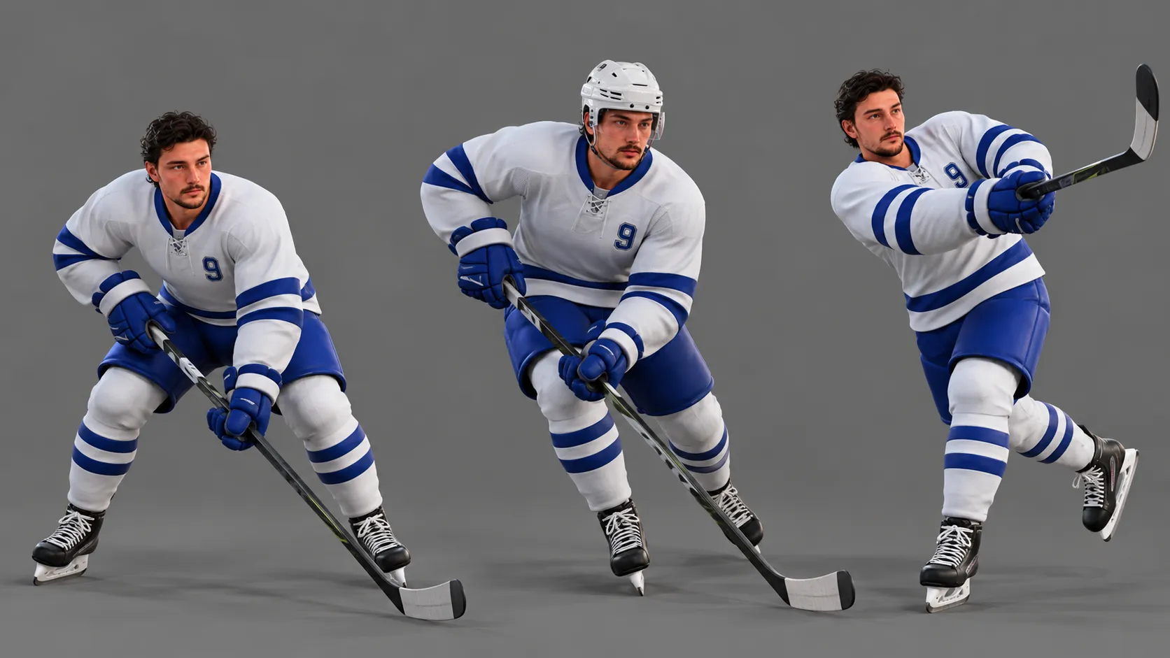 Ice Hockey Player Character Rigged Game Ready with Equipment Low-poly 3D model