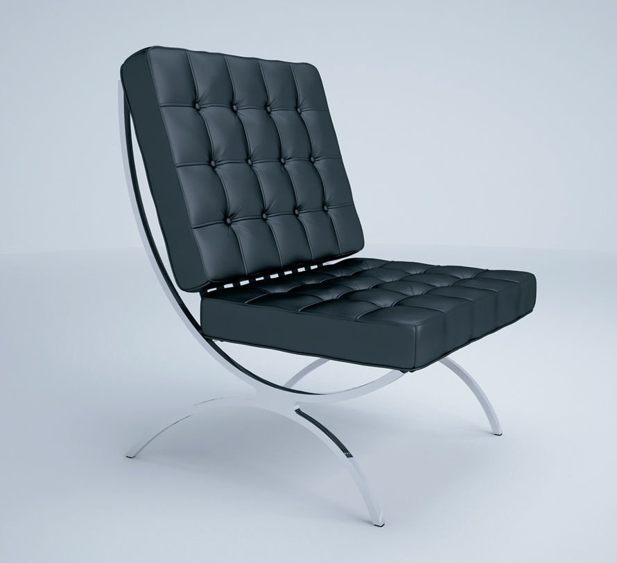 chair leather with chrome legs 3D model_1