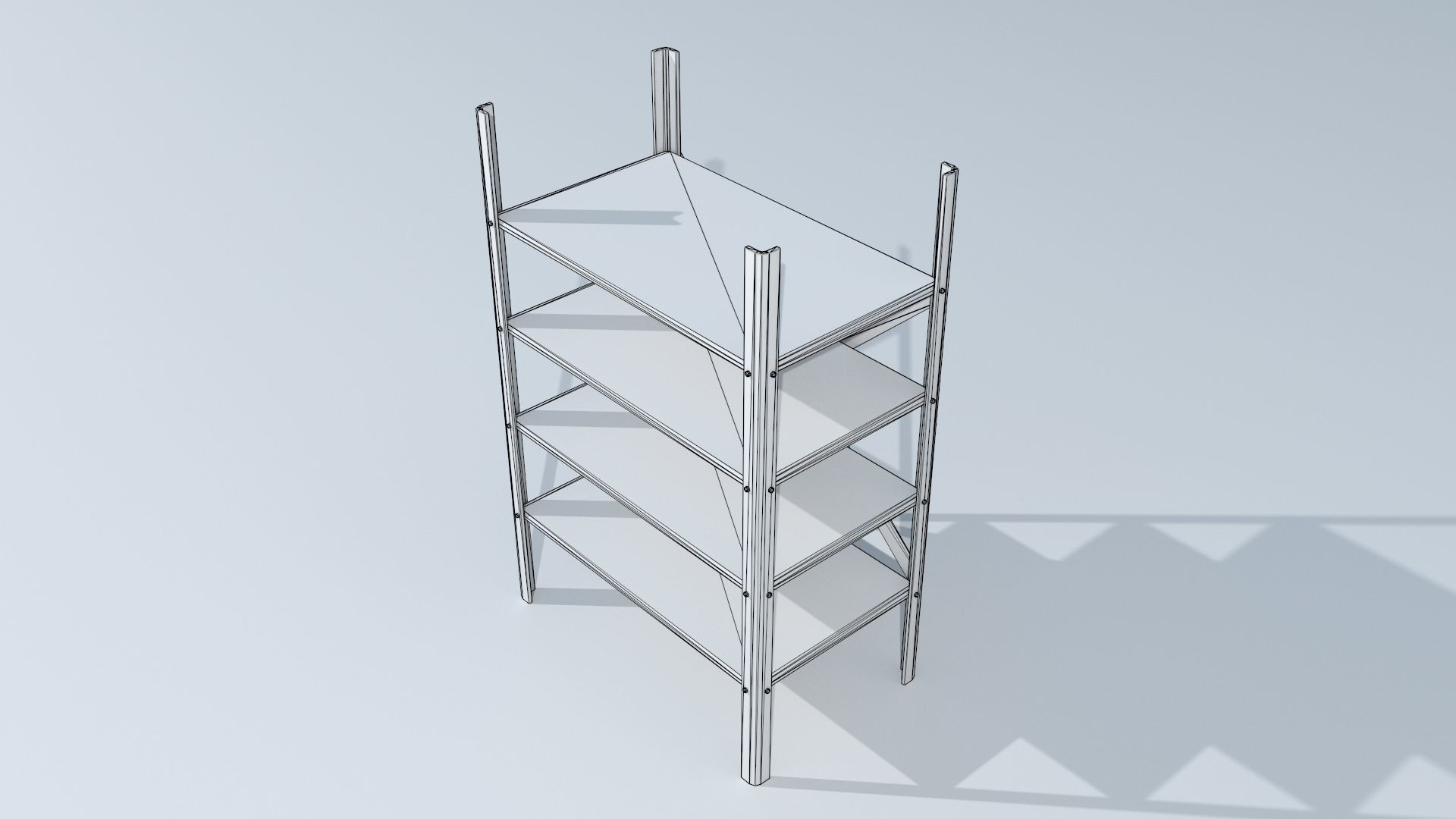 Low poly rack shelving unit Low-poly 3D model_8