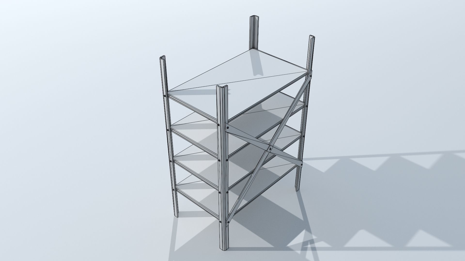 Low poly rack shelving unit Low-poly 3D model_9