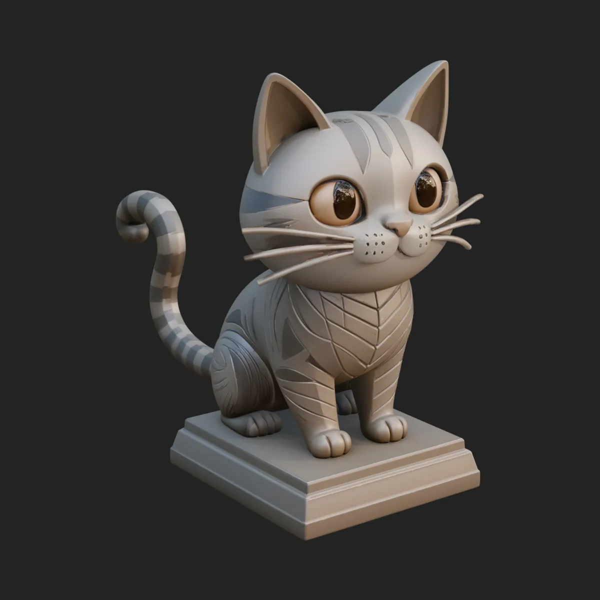 Cute Cartoon Kitten Statue Design 1 - 3D Print Model 3D model 3D ...