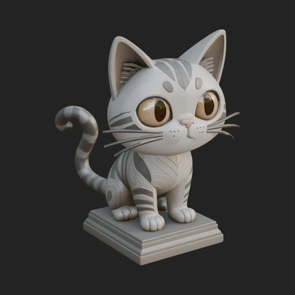Cute Cartoon Kitten Statue Design 2 - 3D Print Model 3D model 3D ...