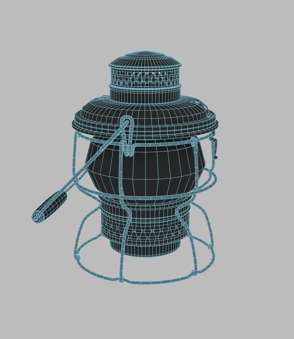 Antique Kerosene Lantern 3D model_2