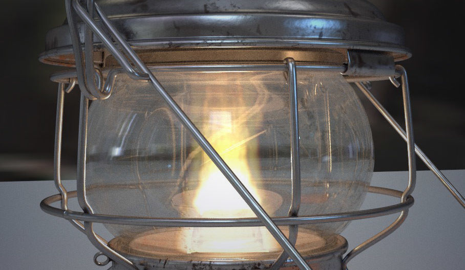 Antique Kerosene Lantern 3D model_1