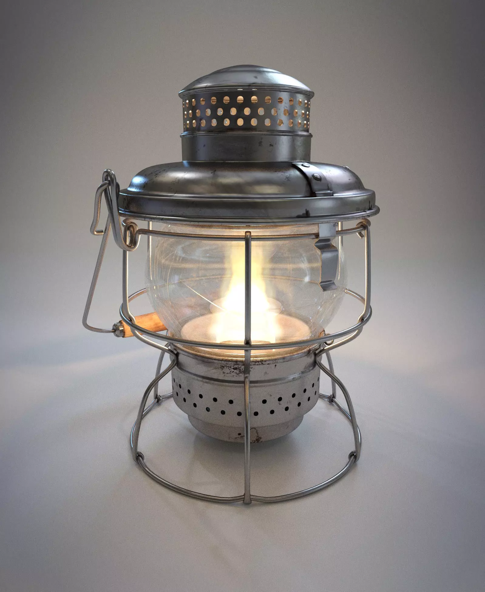 Antique Kerosene Lantern 3D model_0