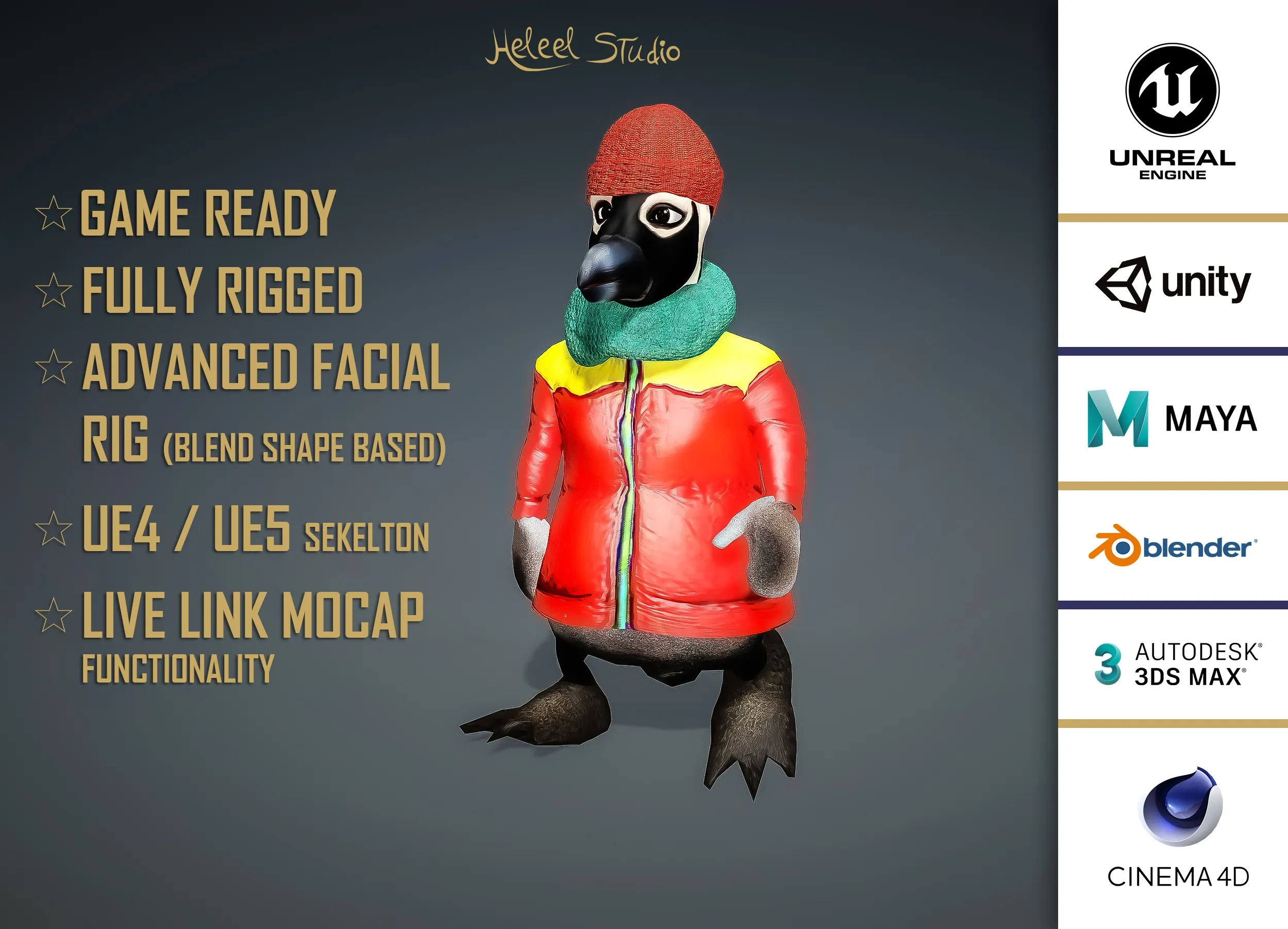 High Quality Realistic Cartoon Penguin 3D model rigged | CGTrader