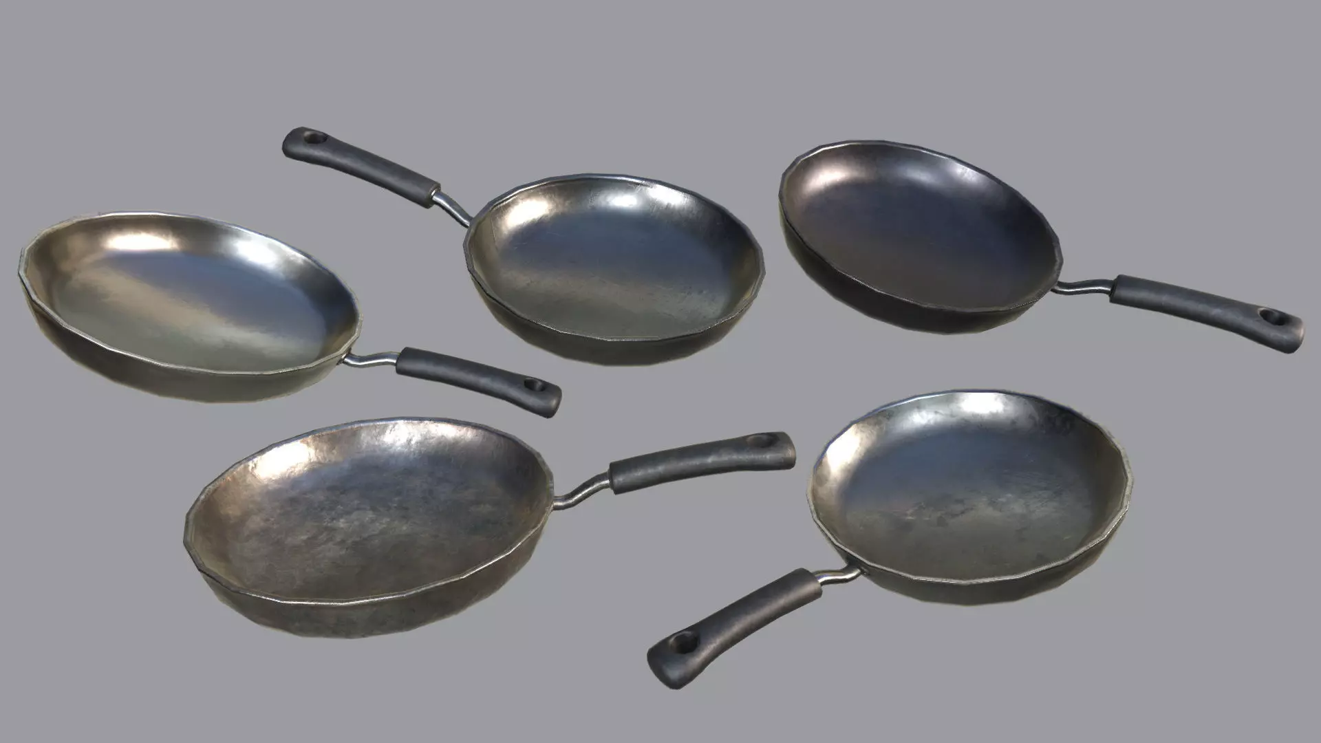 Kitchen Pans PBR Low-poly 3D model_0