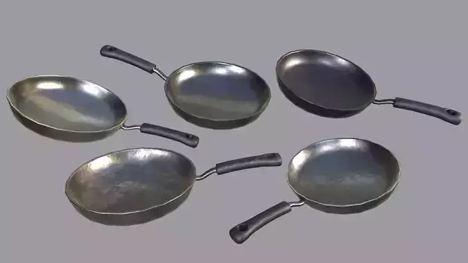 Kitchen Pans PBR Low-poly 3D model