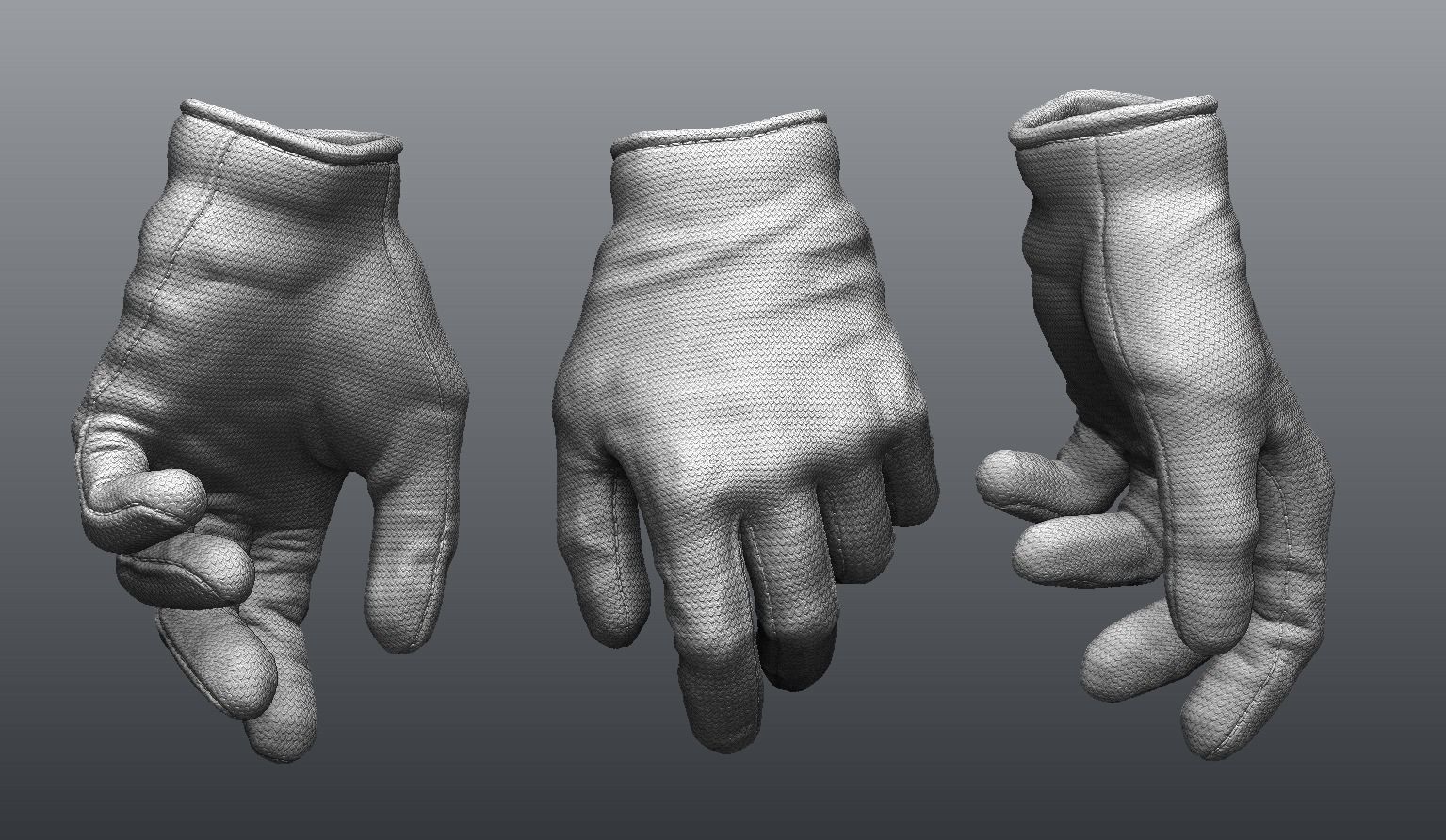 Gloves Set pair of with different surface details 3D model_4