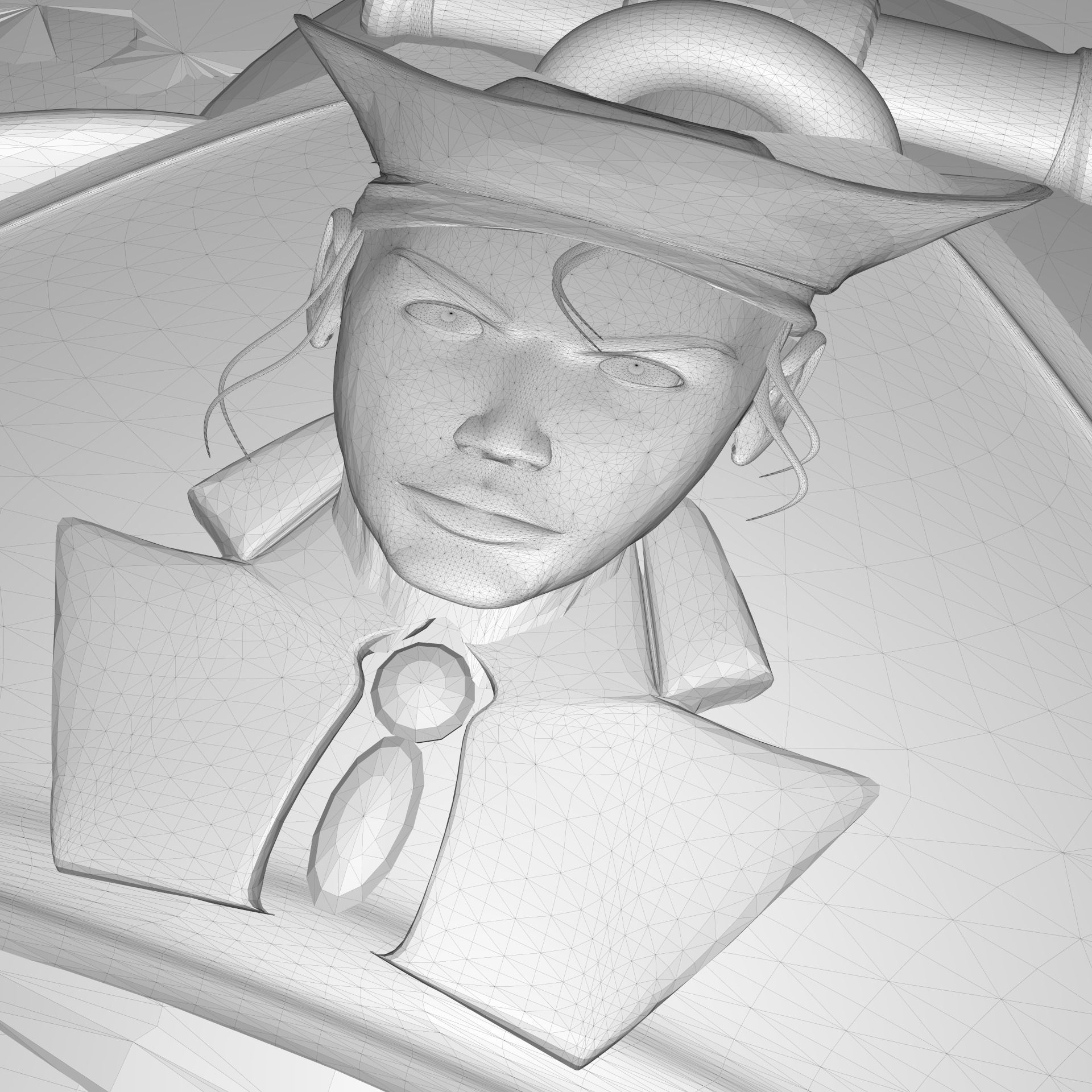 Pirate skull Bas relief for CNC 3D print model_5