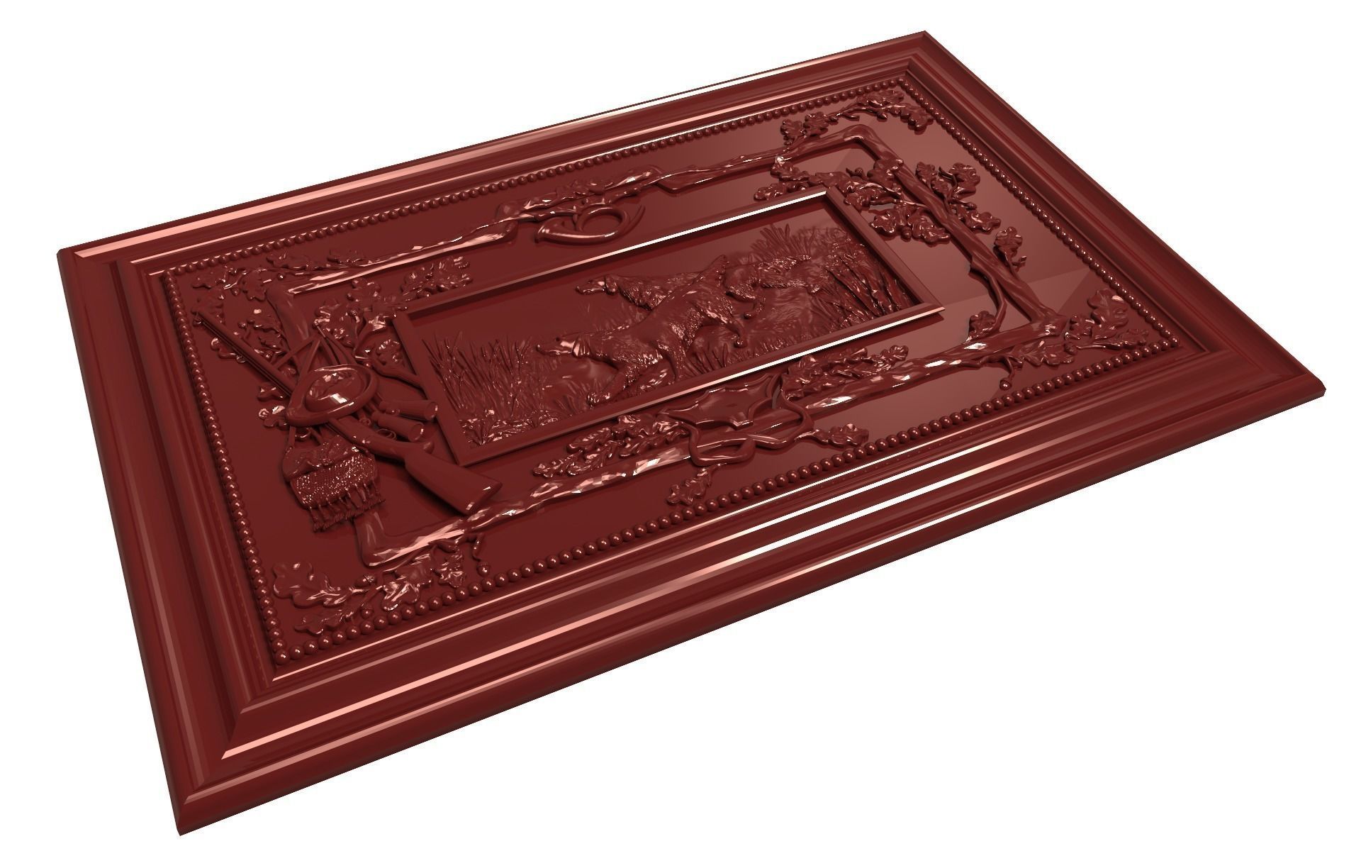 The hunting dogs Bas relief 3D print model_1