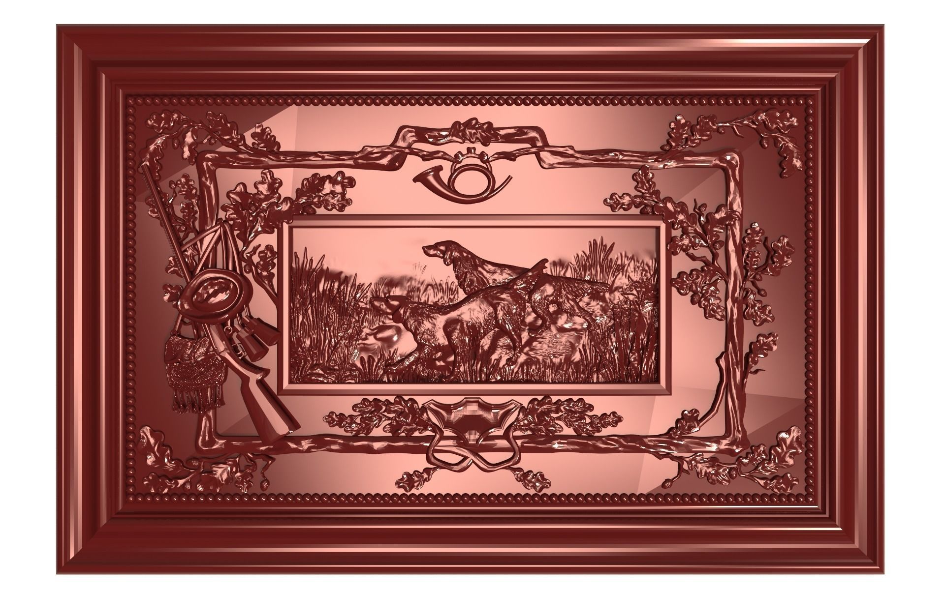 The hunting dogs Bas relief 3D print model_0