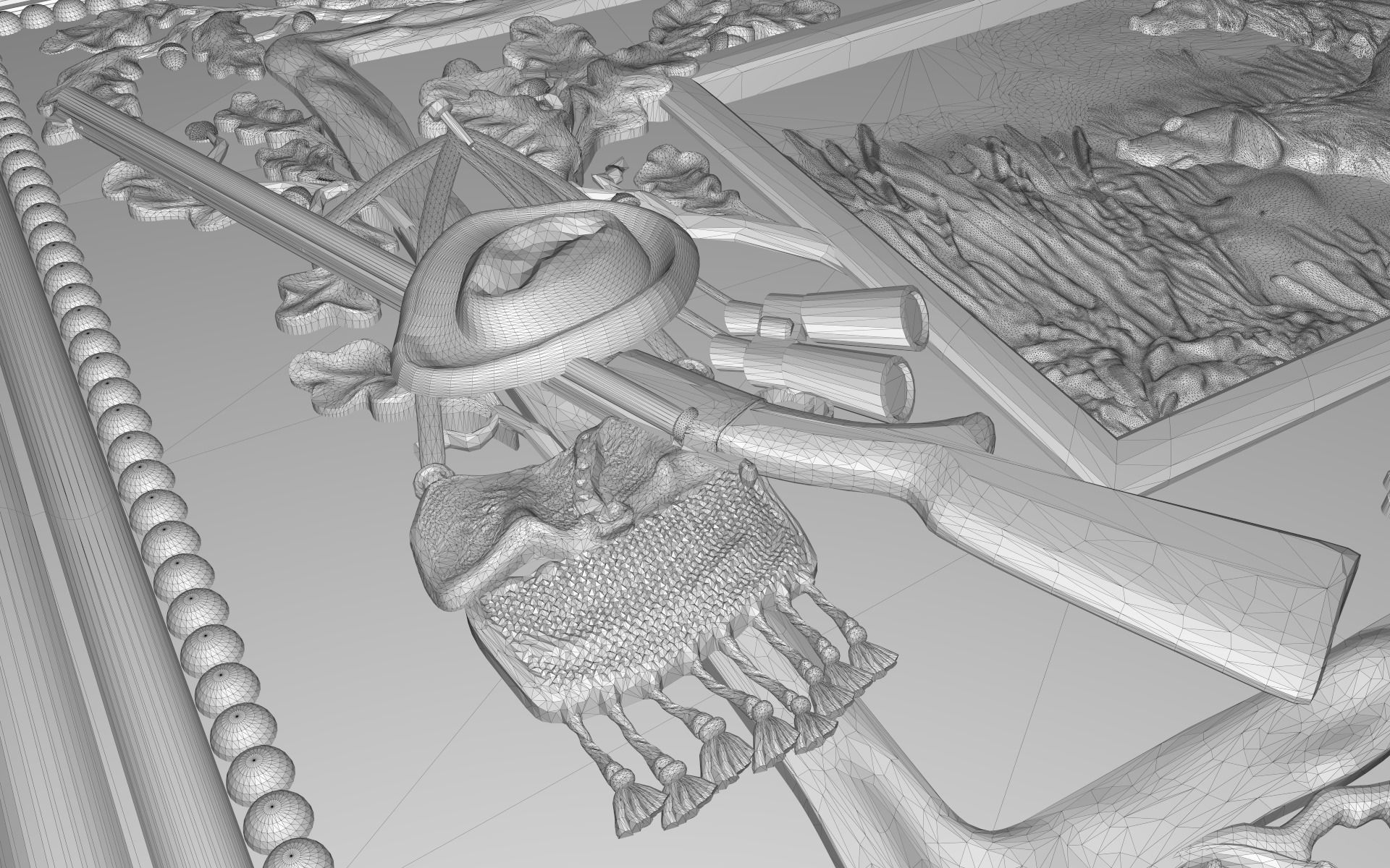 The hunting dogs Bas relief 3D print model_4