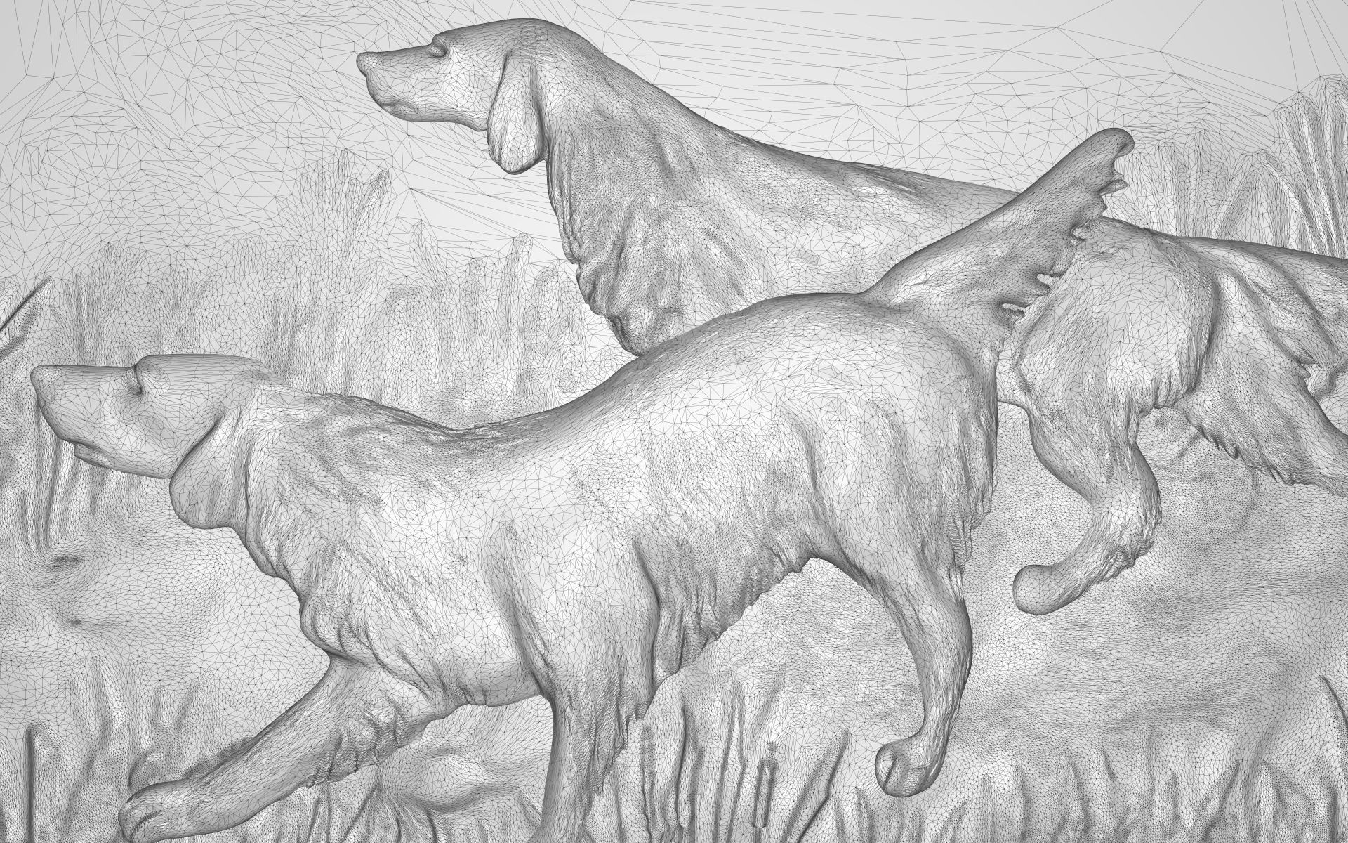 The hunting dogs Bas relief 3D print model_5
