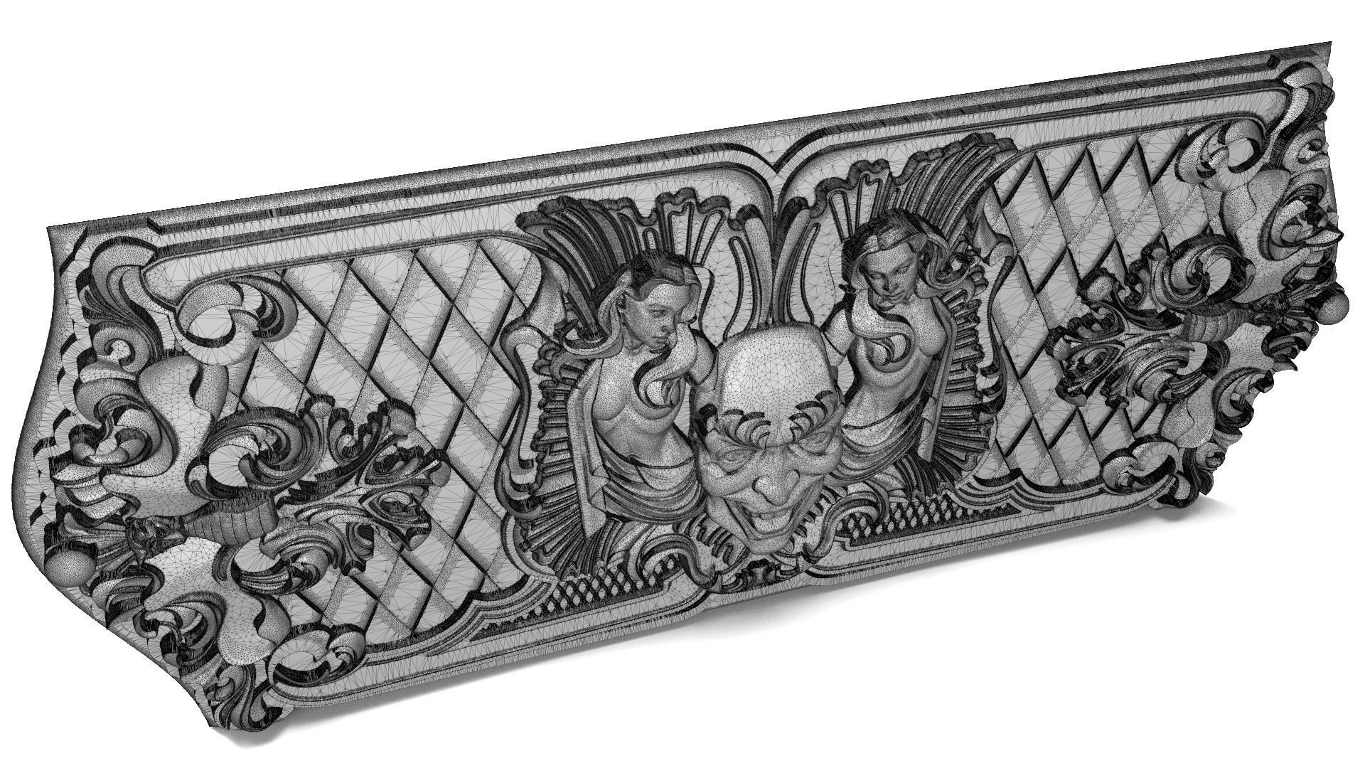 Joker and girls Bas relief 3D print model_3