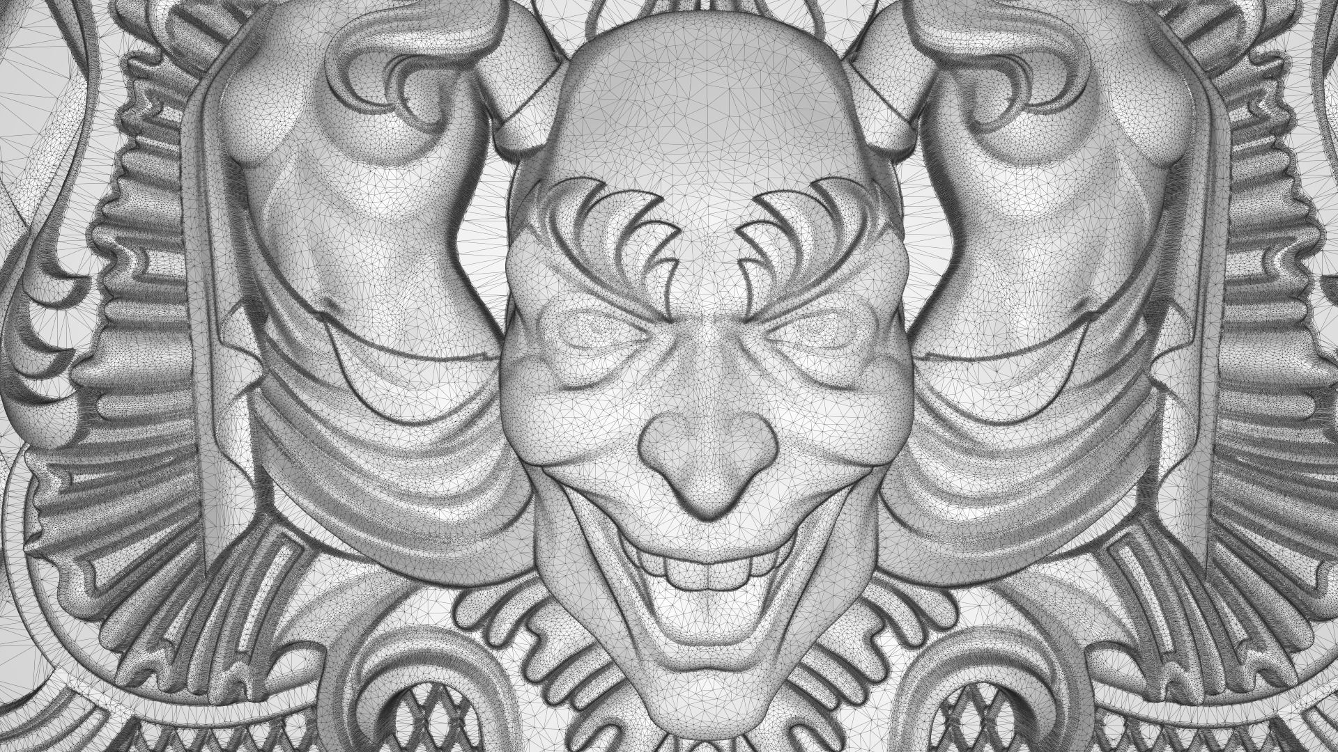 Joker and girls Bas relief 3D print model_4