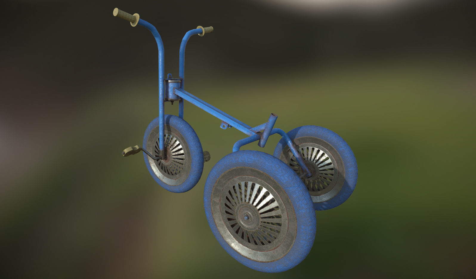 Broken Soviet children bicycle Low-poly 3D model_7