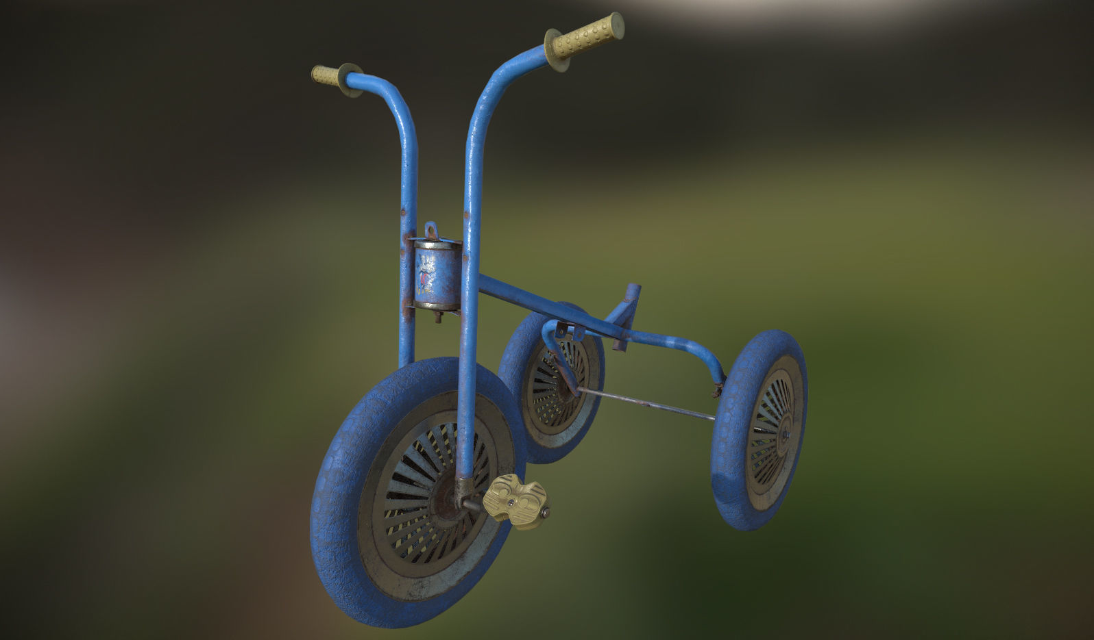 Broken Soviet children bicycle Low-poly 3D model_5
