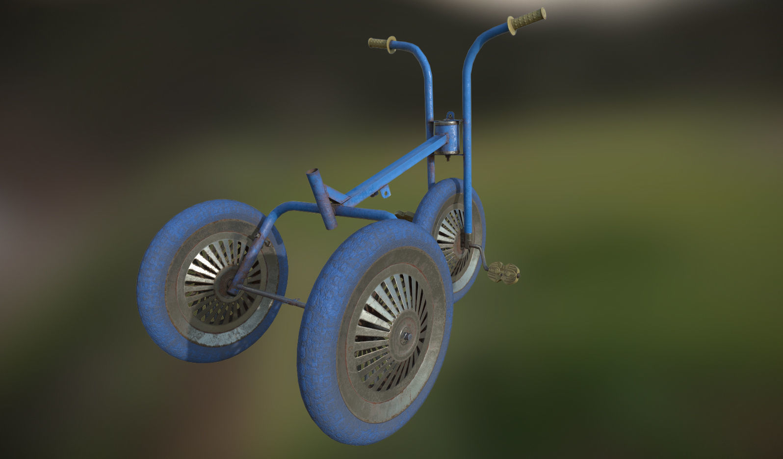 Broken Soviet children bicycle Low-poly 3D model_8