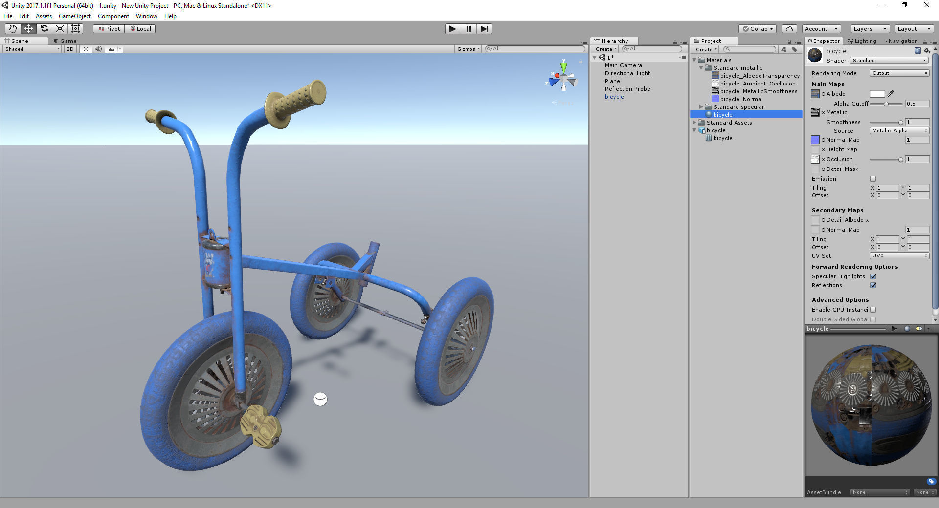 Broken Soviet children bicycle Low-poly 3D model_2
