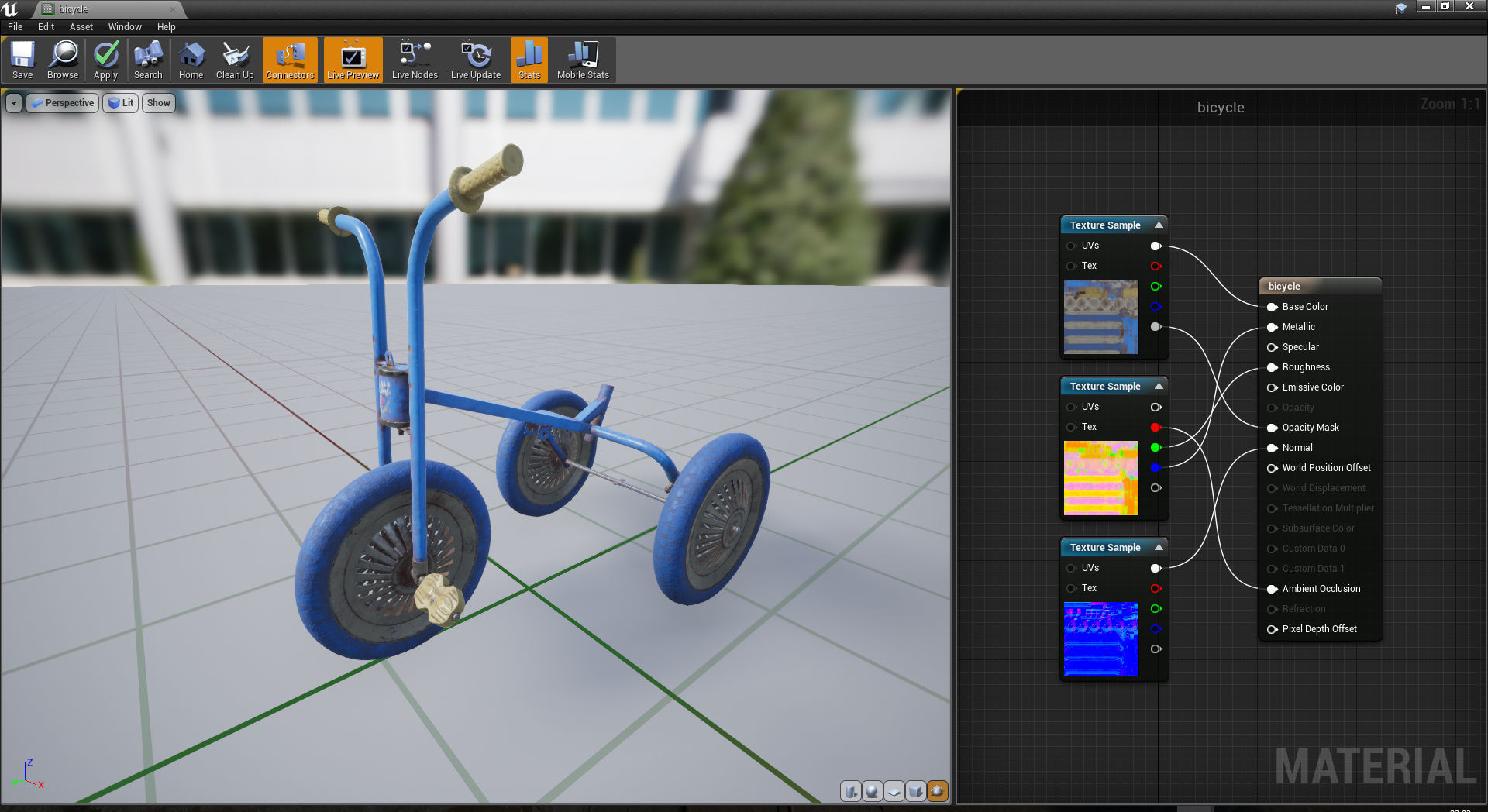 Broken Soviet children bicycle Low-poly 3D model_1