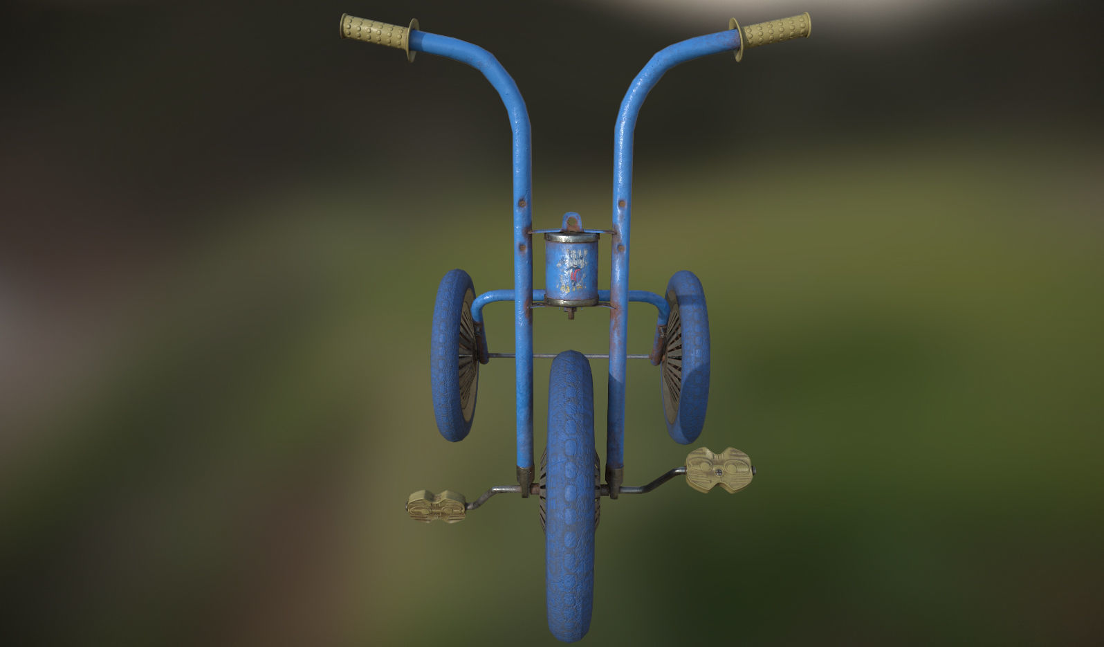 Broken Soviet children bicycle Low-poly 3D model_9