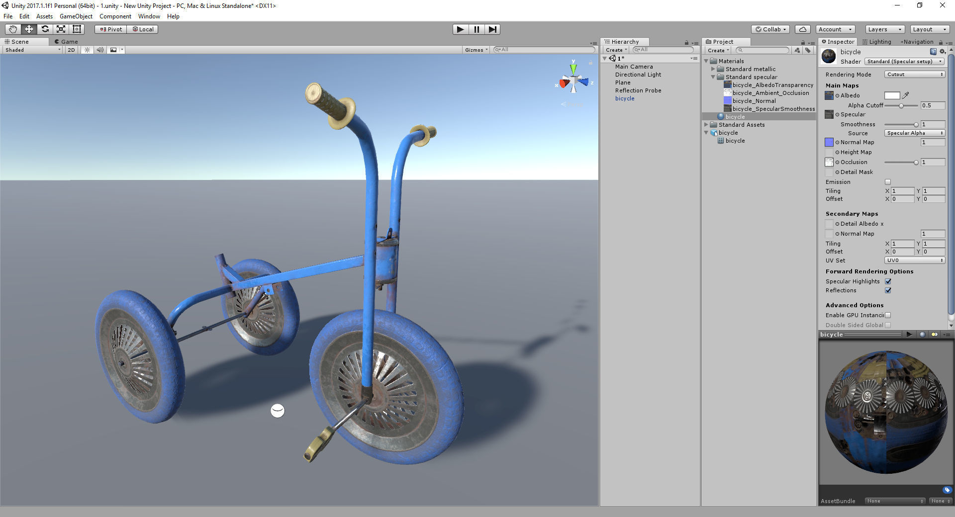 Broken Soviet children bicycle Low-poly 3D model_3