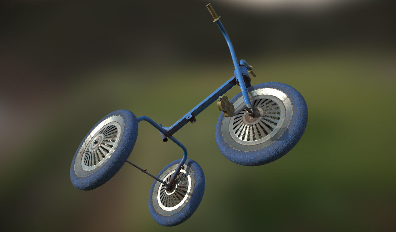 Broken Soviet children bicycle Low-poly 3D model_11