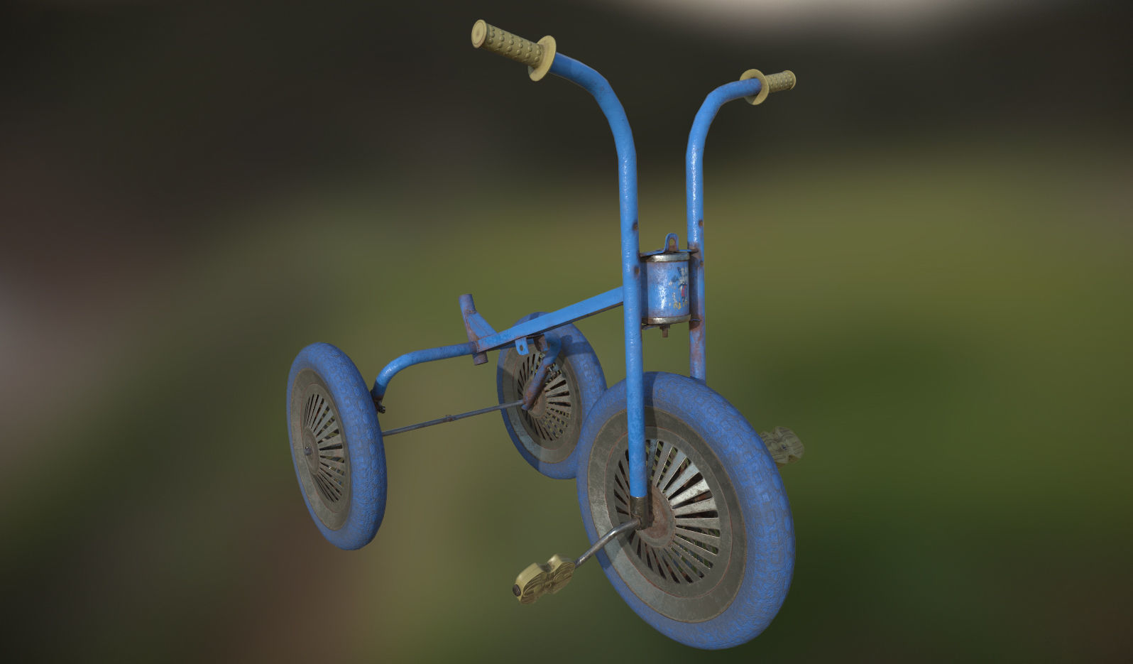 Broken Soviet children bicycle Low-poly 3D model_6