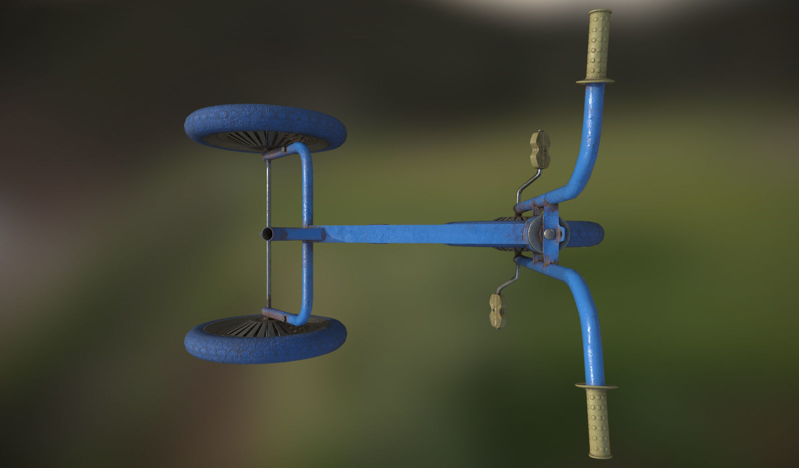 Broken Soviet children bicycle Low-poly 3D model_10