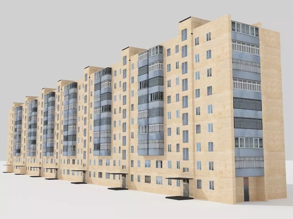 multi storey house 0014Y Low-poly 3D model_0