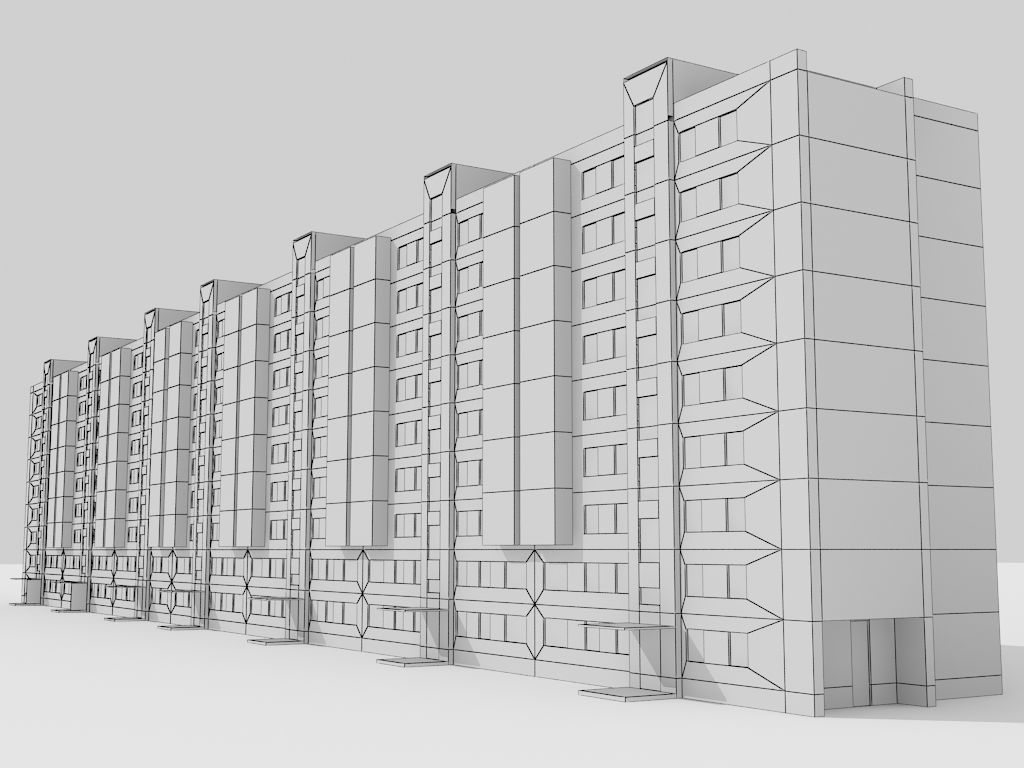 multi storey house 0014Y Low-poly 3D model_1