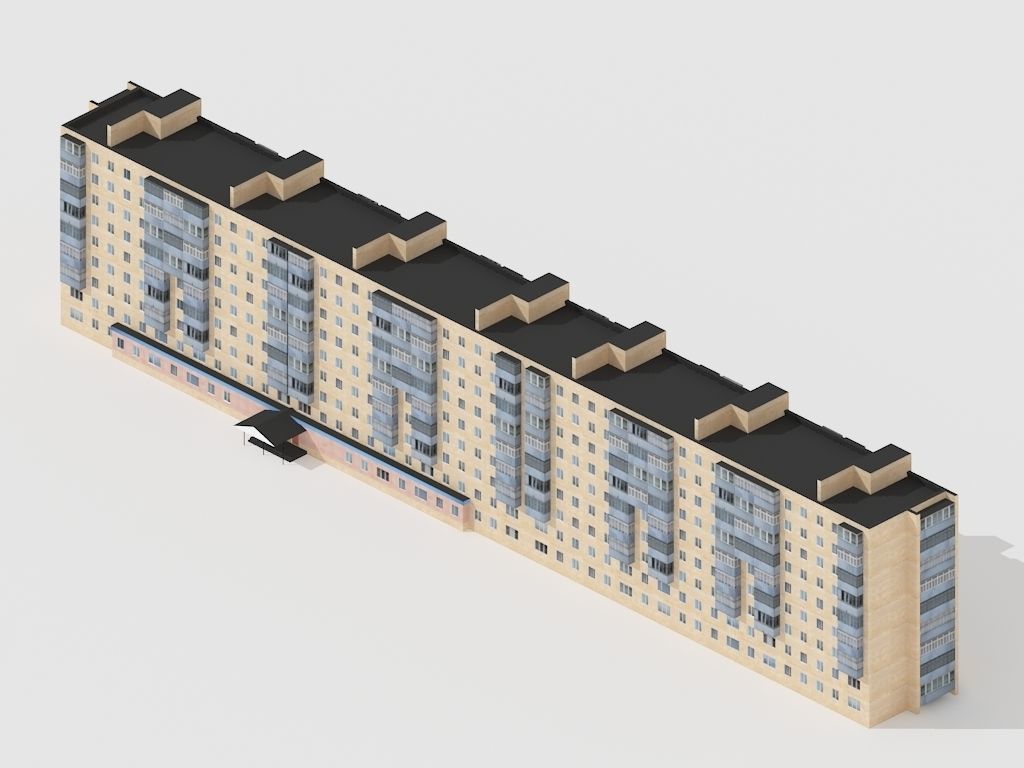 multi storey house 0014Y Low-poly 3D model_3