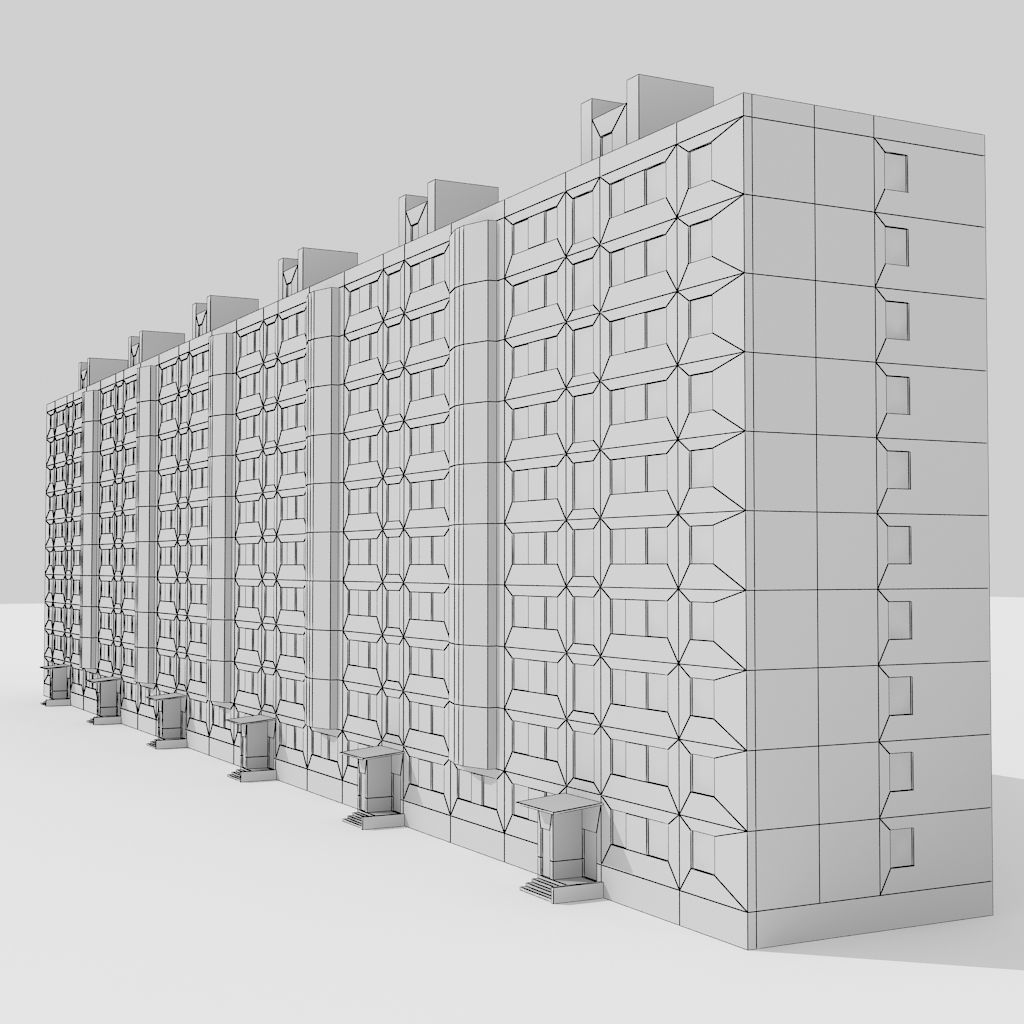multi storey house 0016Y Low-poly 3D model_1