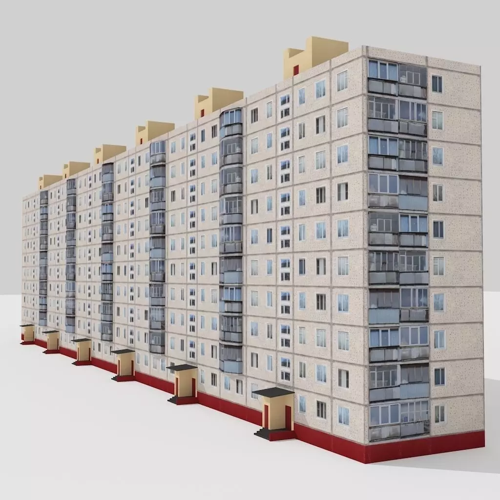 multi storey house 0016Y Low-poly 3D model_0