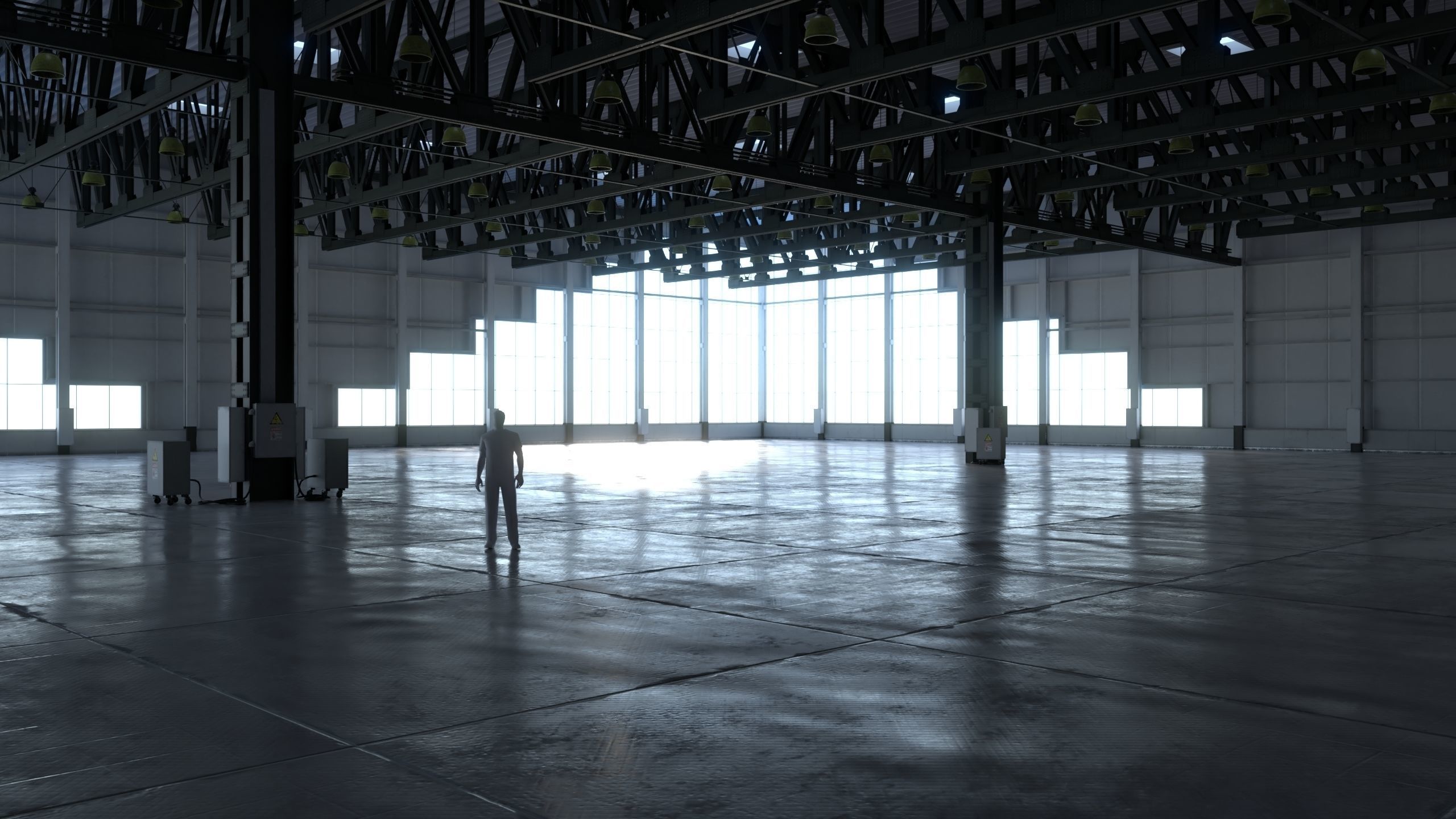 Warehouse Interior 4 - No Textures Low-poly 3D model_1