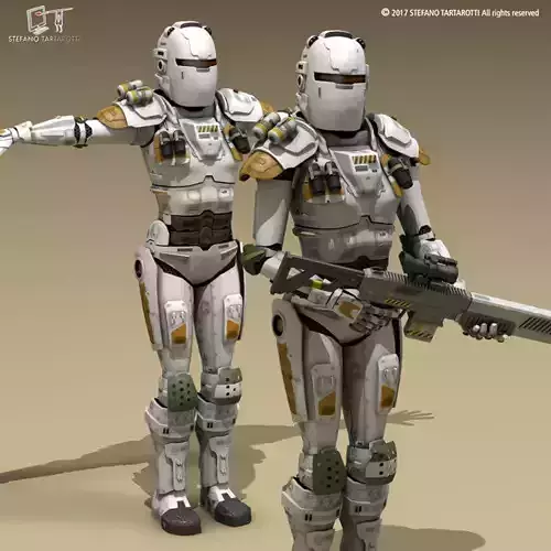 Sci-fi female armoured soldier