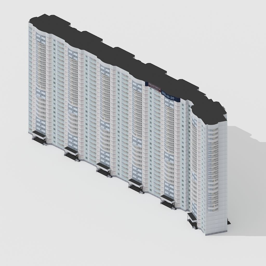 multi storey house 0062R Low-poly 3D model_2