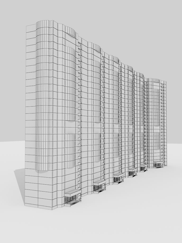 multi storey house 0062R Low-poly 3D model_1