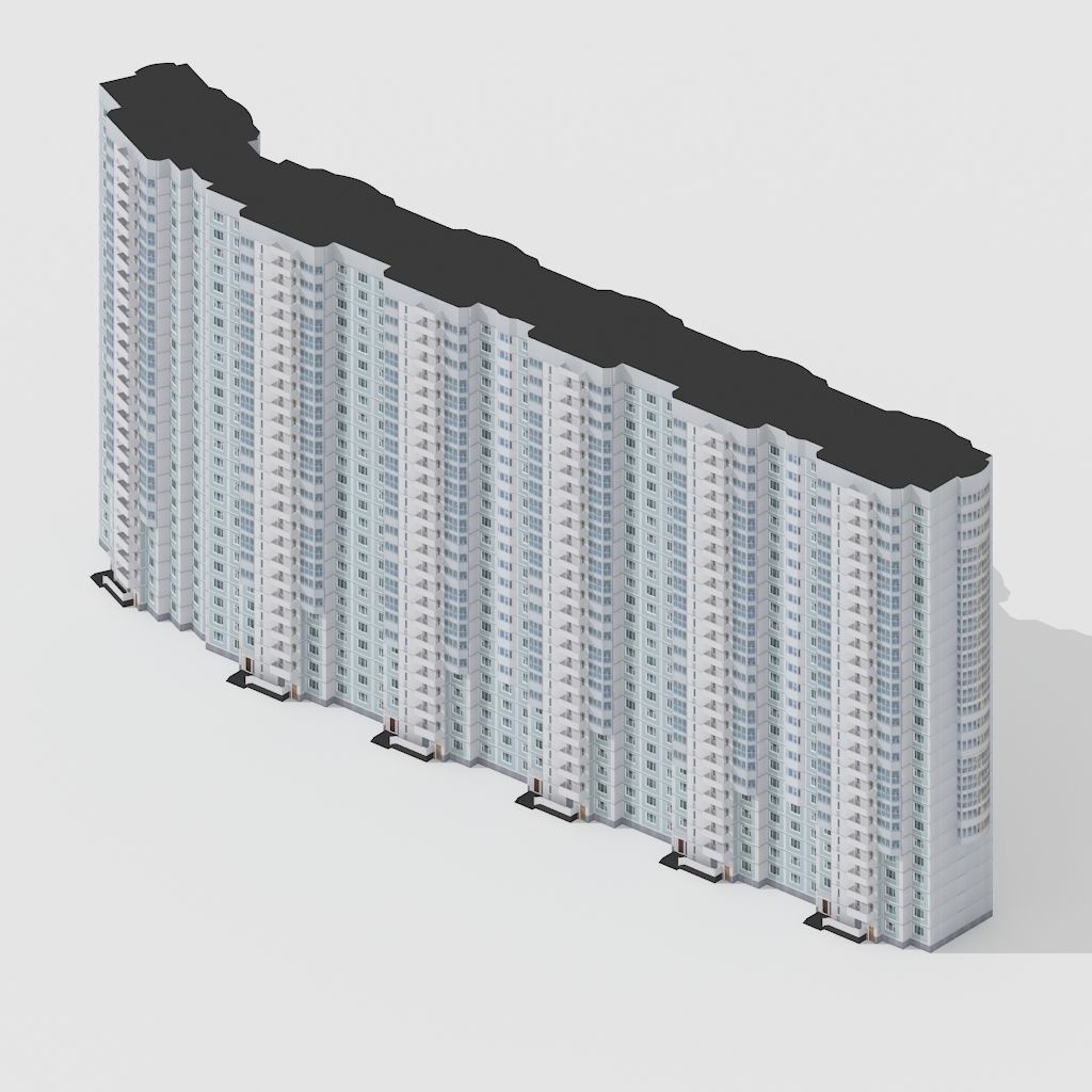 multi storey house 0062R Low-poly 3D model_3