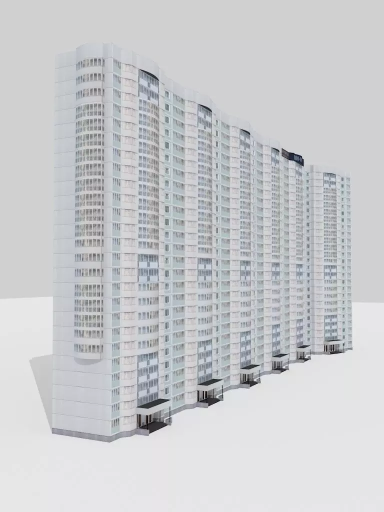 multi storey house 0062R Low-poly 3D model_0