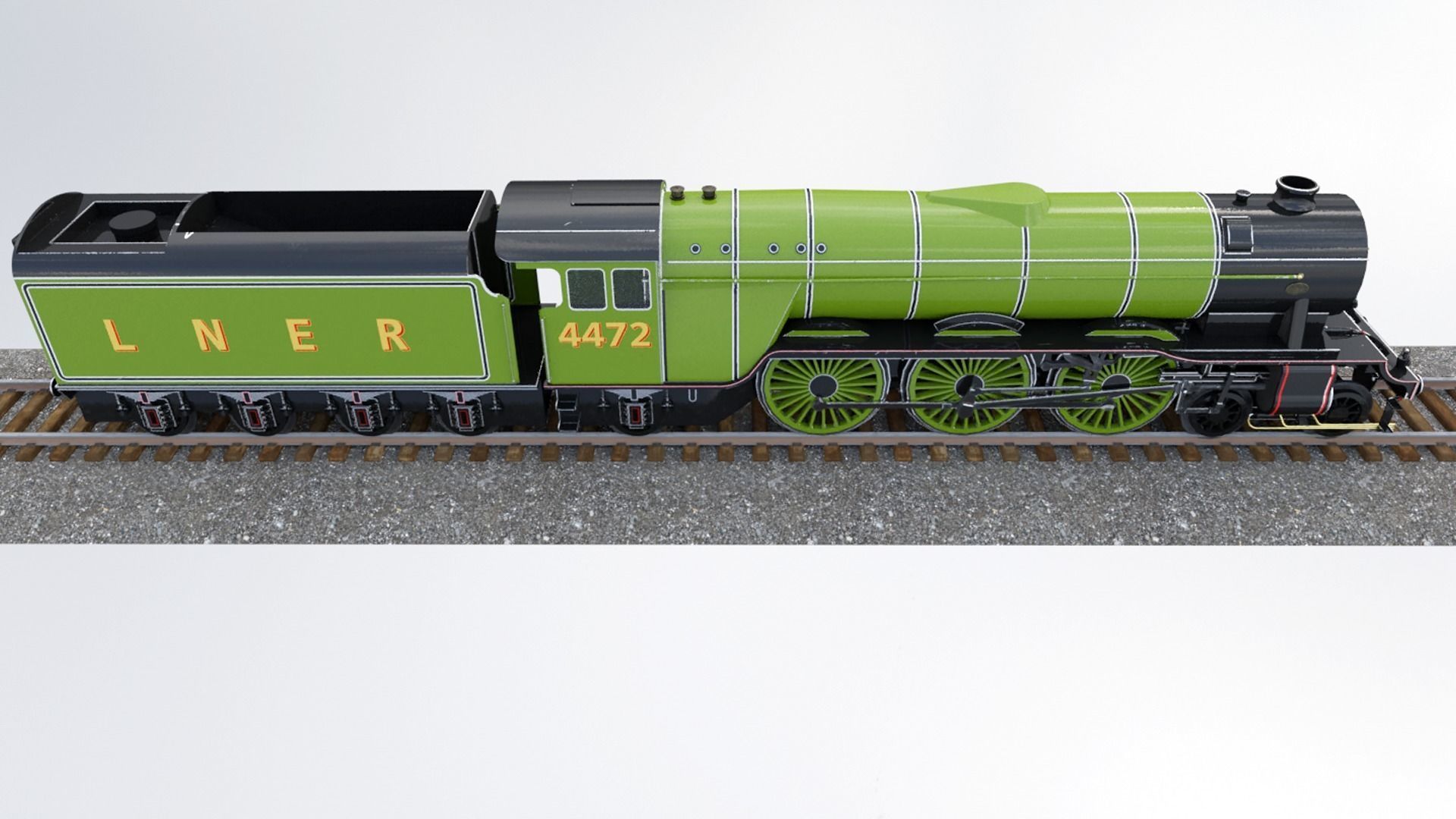 Animated Flying Scotsman Steam Train Low-poly 3D model_4